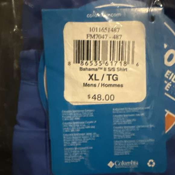 Navy Columbia Men's Bahama II Short Sleeve Shirt X-Large New - Picture 3 of 4